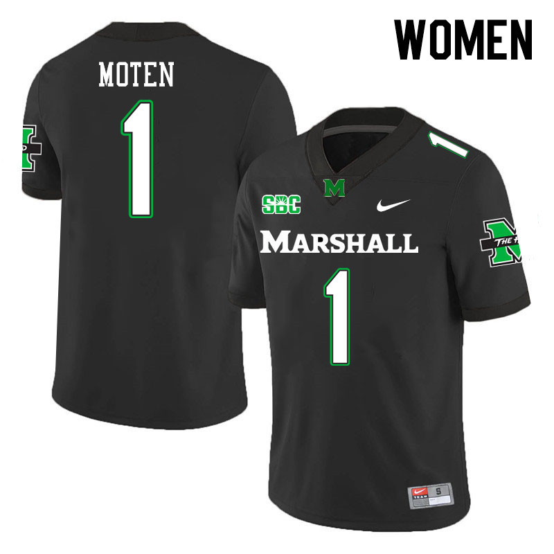 Women #1 Josh Moten Marshall Thundering Herd SBC Conference College Football Jerseys Stitched-Black Women #1 Josh Moten Marshall Thundering Herd SBC Conference College Football Jerseys Stitched-Black